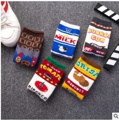 Harajuku Стиль осенние и зимние женские смешные мужские носки короткие в стиле