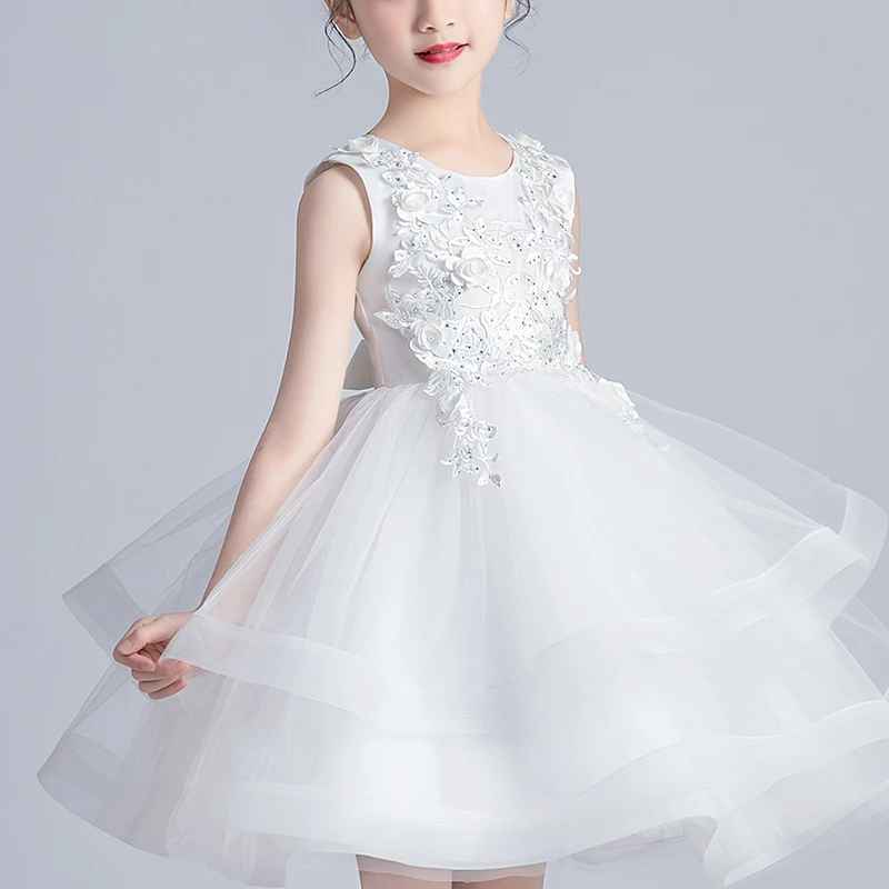 

Kids Flower Girls Party Dress Evening Casual Princess Summer Girls Lace Frock Children's Tutu Elegant Dress 2021