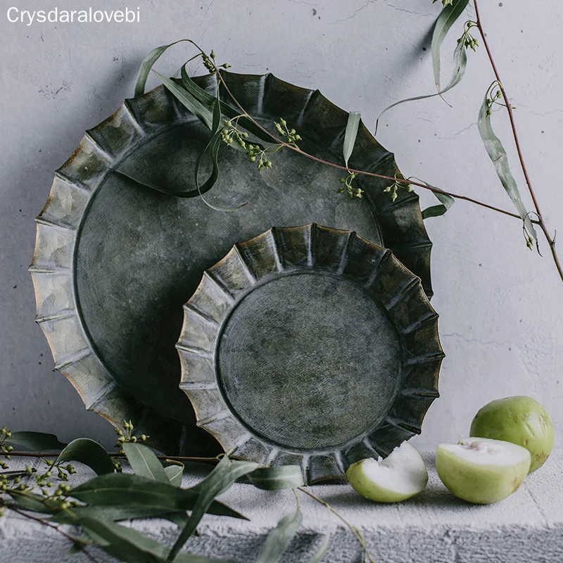 Цветочный ободок ручной работы винтажный античный металлический поднос Ribboned