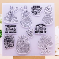 clear stamps bunny kisses easter scrapbook handmade card album paper craft rubber transparent silicon stamp alinacraft