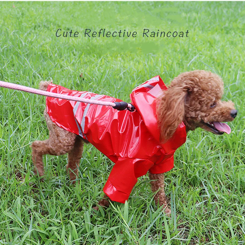 

Spring and Summer Clothes Pet Dogs Rain Clothes Pu Reflective Dog Hooded Windproof Raincoat Pu Raincoat for Dog and Cat