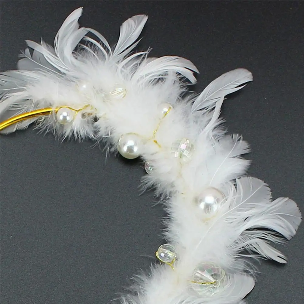 Feather Fake Pearl Ring Cake Topper Romantic Wedding Birthday Party Decoration Festive & Party Supplies images - 6