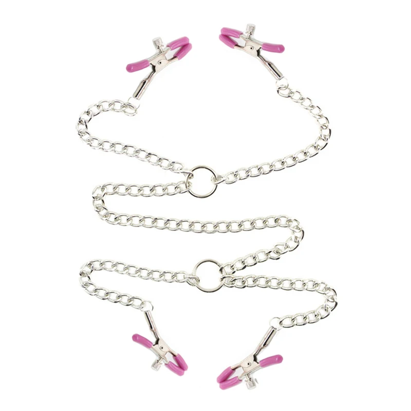 Four-Headed 4 Below Passion Clamp Chain Bondage Adult Toy Body Nipple Labia Clitoris Clip Metal Breast Adjustable Game | Красота и