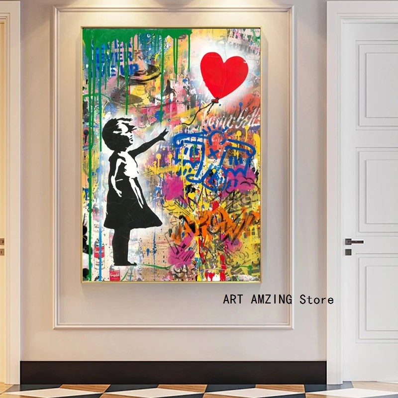 Граффити Бэнкси стрит художественная живопись на холсте абстрактные настенные