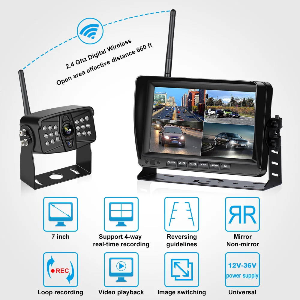 Автомобильный монитор с камерой заднего вида 7 дюймов | Автомобили и мотоциклы