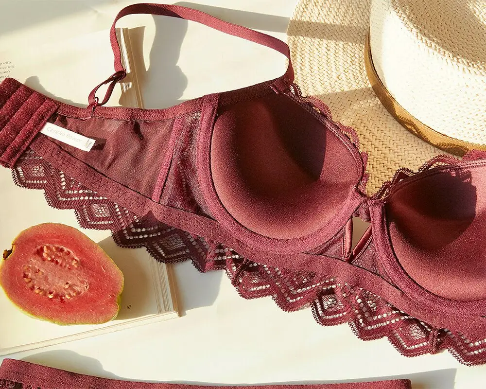 HONVIEY комплект с бюстгальтером Сталь кольцо Кабриолет StrapsTriangle чашки бюстгальтер