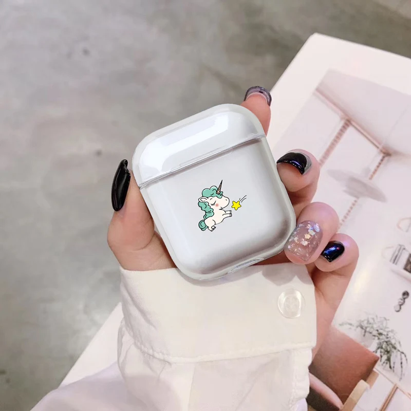 

Cute Unicorn Earphone Case For Apple airpods Case Cartoon Bluetooth Earphone Case For Airpods Transparent Headphone Hard Case