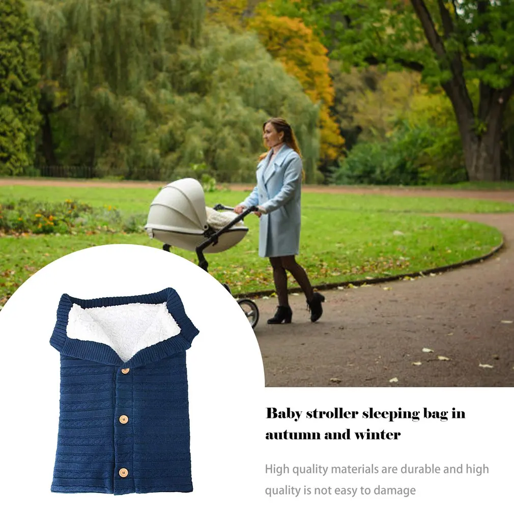 Шерстяной вязаный бархатный плотный теплый спальный мешок на пуговицах детский