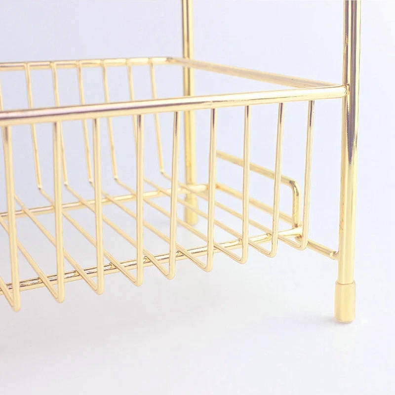 

Detachable Double-layer Iron Art Storage Rack Iron Shelf Storage Rack Shelf Bathroom Storage Box Cosmetic Storage Basket