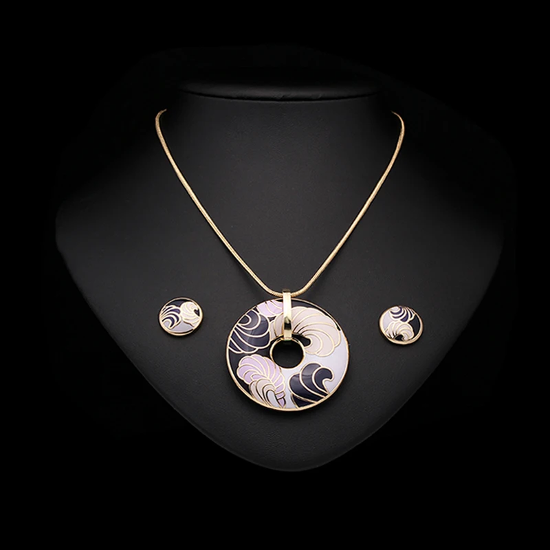 R& X модные ювелирные изделия из эмали подарок вечерние Mariage Joyas ожерелье/серьги сверкающие колье комплект юбилей для женщин свадебные Дубай 22