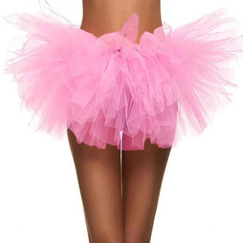 

Women Adult Fancy Ballet Dancewear Tutu Pettiskirt Skirts Dance Fairy Pink Tulle Skirt