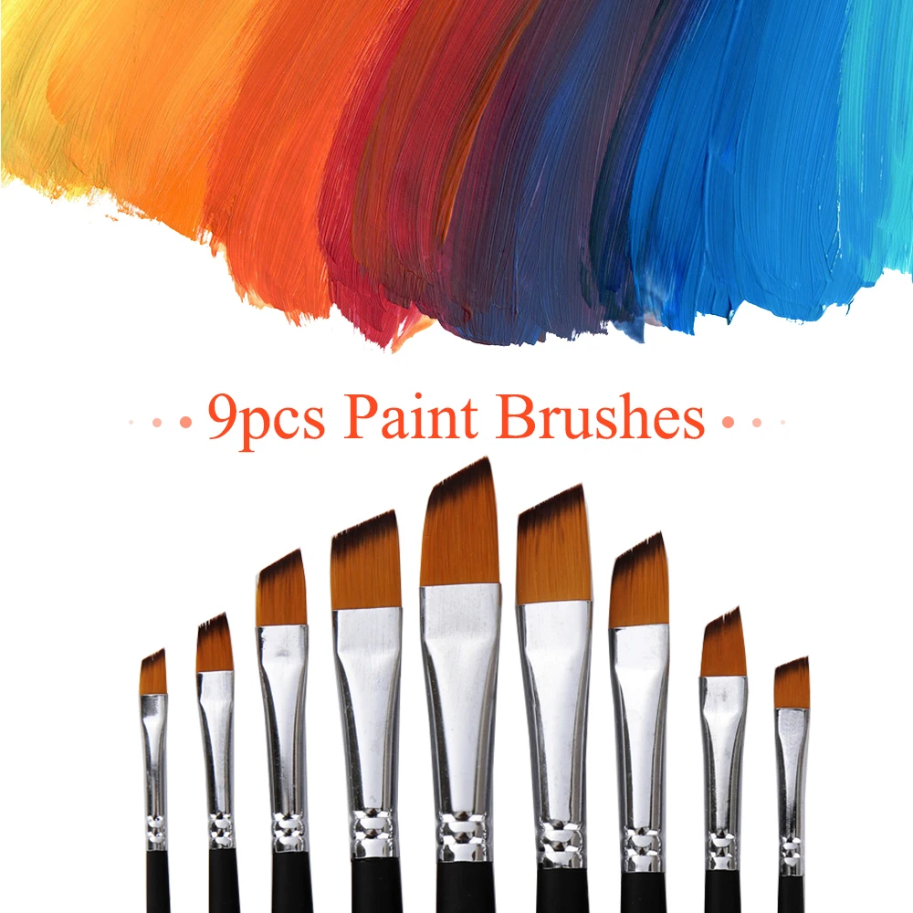 9 шт. Профессиональный набор кистей для рисования черная длинная деревянная