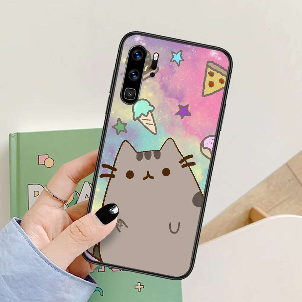 

cartoon cute Pusheen Phone Case For Huawei P Mate Smart 10 20 30 40 Lite Z 2019 Pro black Coque Soft Cell Pretty Hoesjes Fashion