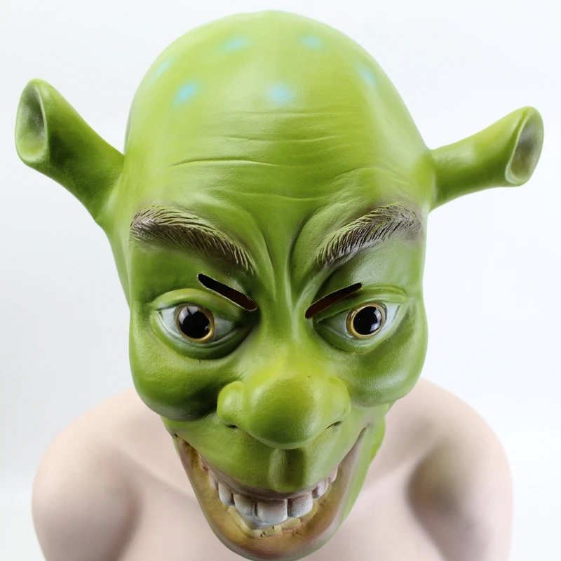 Зеленые латексные маски Шрек реквизит для косплея из фильма взрослых Хэллоуина