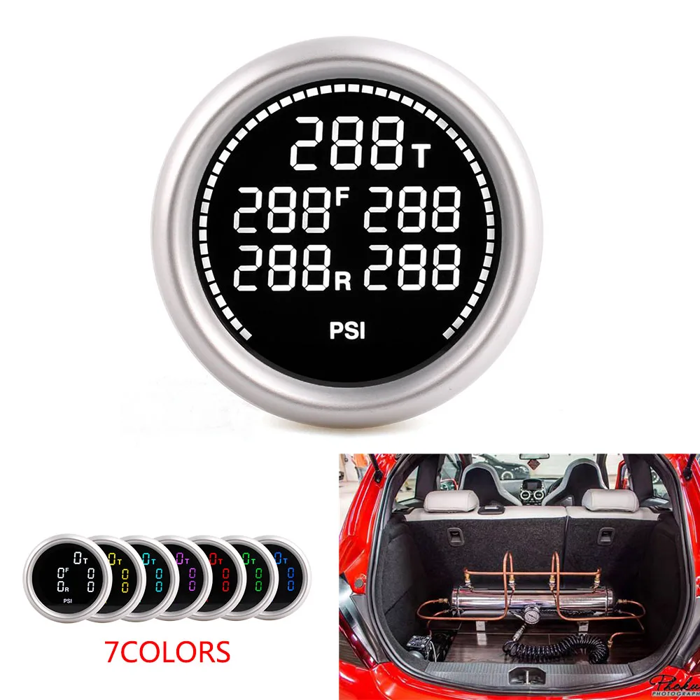 2 дюйма 52 мм 7 цветов пневматическая подвеска манометр оба бар и PSI воздушный