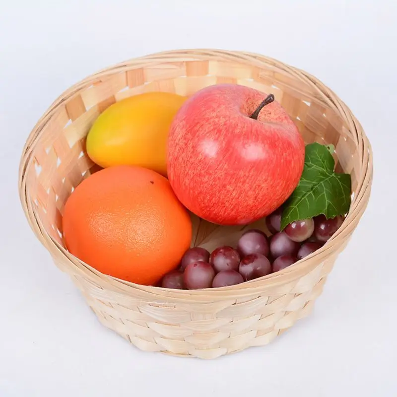 

Bamboo Woven Bread Basket Fruit Vegetables Egg Storage Basketry Snacks Container GXMA