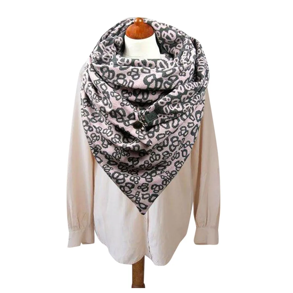 

Ladies Winter Scarf Cotton Malaysia Warm Button Headscarf Scarf Print Button Soft Wrap Casual Warm Scarf Shawl 40*