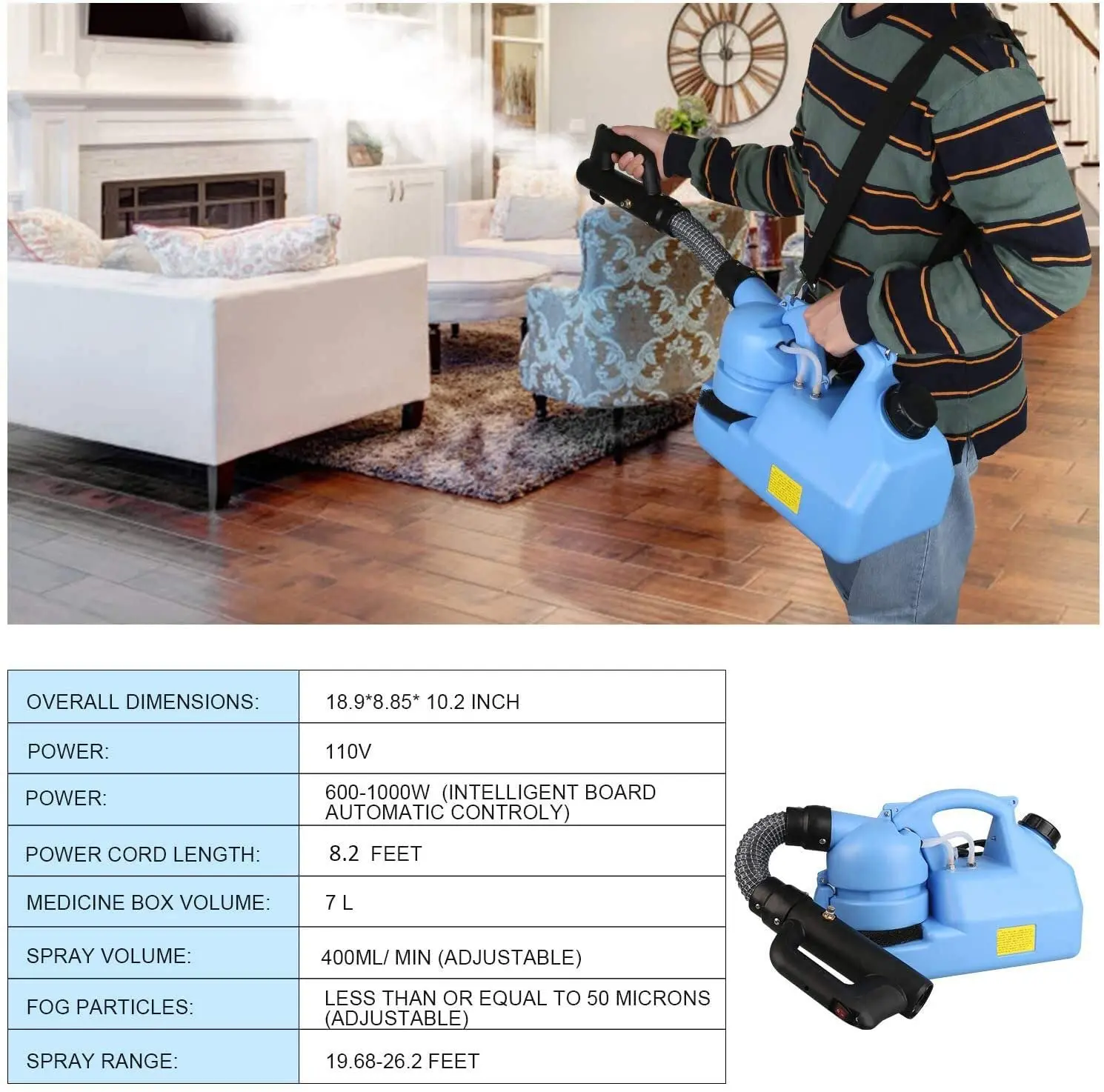 Генератор тумана ULV Электрический распылитель с ультранизким объемом 7 л 110 В/220 В