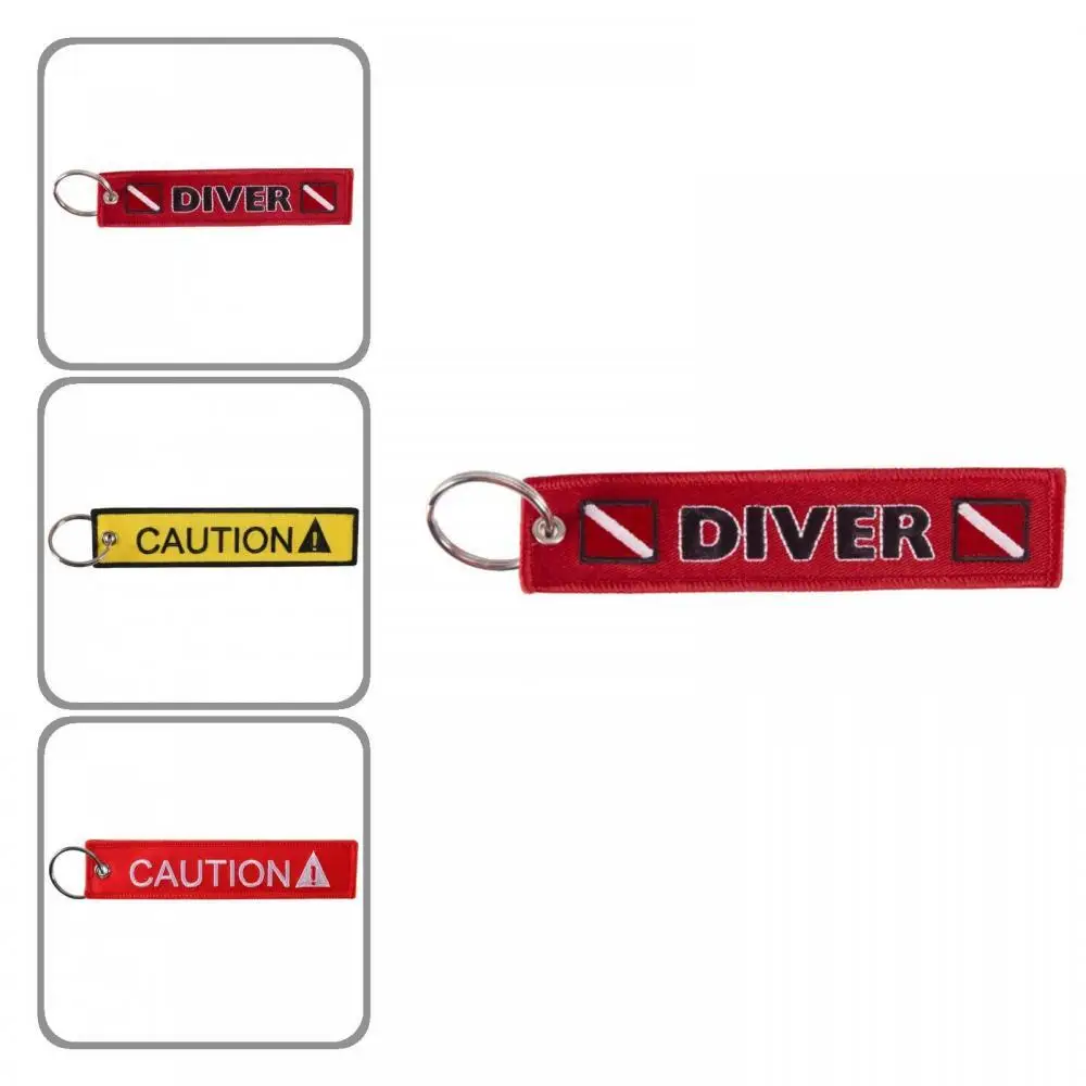 

CAUTION DIVER Print Embroidery Tag Keychain Keyring Key Chain Pendant Gift