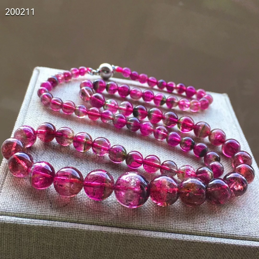 

Natural Red Tourmaline Gemstone Clear Beads Necklace 4.5/11.6mm Women Colorful Watermelon Tourmaline Fashion Jewelry AAAAAA