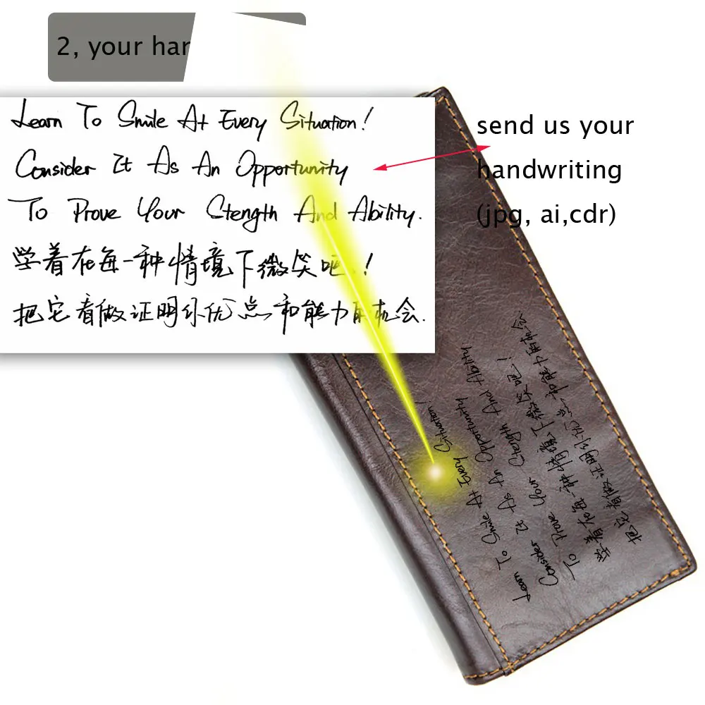 Мужской Длинный кошелек из натуральной кожи на молнии Бесплатная гравировка