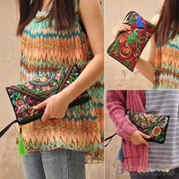 womens retro ethnic embroider purse wallet clutch card coin holder phone bag