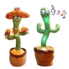 Танцующий кактус, электронные плюшевые игрушки, крутящиеся пение, говорящая новинка, Забавные музыкальные люминесцентные подарки, украшения для дома