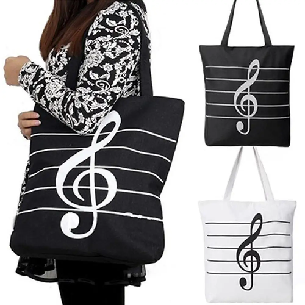 

Женская Холщовая Сумка через плечо, модные дорожные сумки с рисунком под музыку, многоразовые продуктовые сумки для покупок