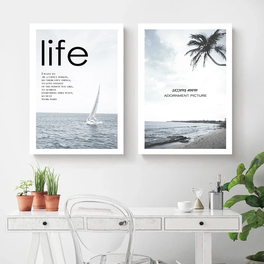 Холст Decorativos картины пейзаж плакаты пляж и мотивационные фразы в печать
