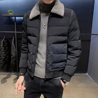 mens autumn winter fur collar down jacket 2021 new style mens fashion casual high end slim brand thick down cotton coats s 5xl