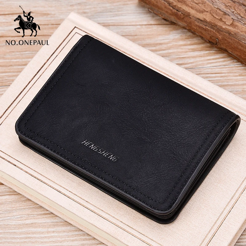 

NO.ONEPAUL New Zipper Wallet Retro Scrub Leather Men's Wallet Short Multi-Card Change Purse Buckle Wallet