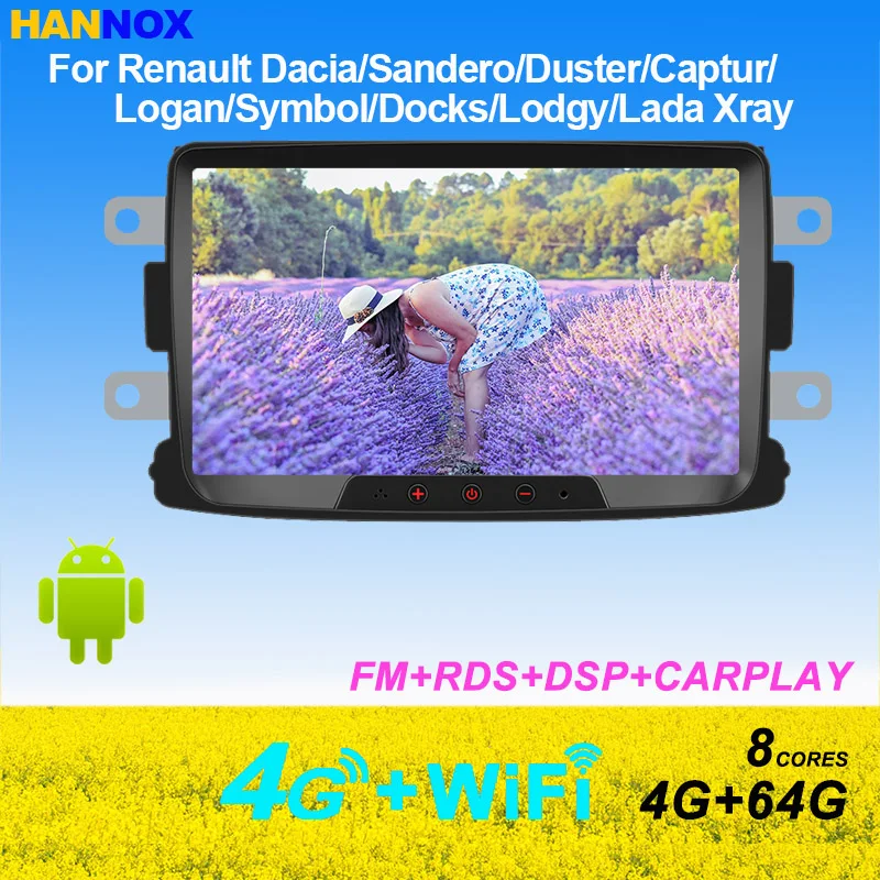 

For Renault Dacia Duster/Logan/Captur/Logan/Dokker/Lada Xray Android 11 Carplay DSP FM/AM/RDS Navigation GPS Multimedia Player