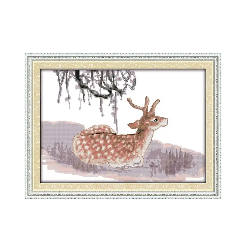 Набор для вышивки крестиком в виде оленя предварительно отпечатанный холст 14ct 11ct