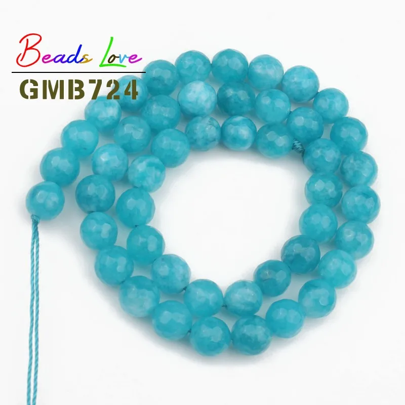 Граненые круглые бусины синего камня для изготовления ювелирных изделий 4 6 8 10 12 15