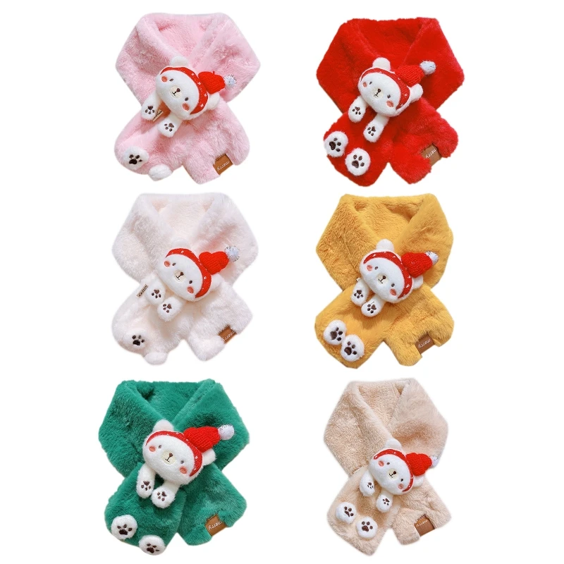 

Winter Warm Thicken Scarfs Cartoon Steric Bear Shaped Plush Scarf Shawl Windproof Delicate Supplies for Cold Weather