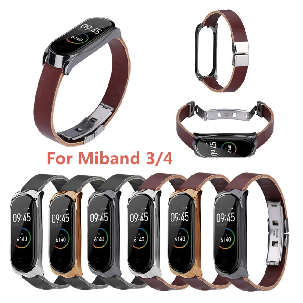 

Hangrui Smart Watch Wristband For Xiaomi Mi Band 4 Retro PU Leather Bracelet Strap Miband 4 3 Band4 Bracelet Accessories