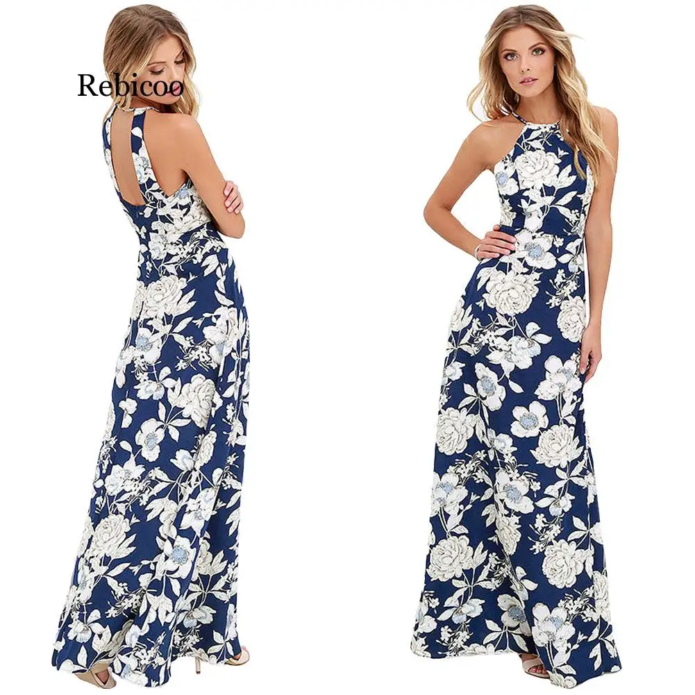 Макси длинное платье летние платья для женщин Цветочный принт в стиле бохо