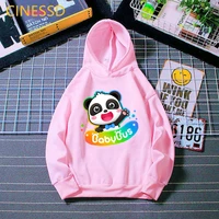 winter clothes for kids girl cartoon hoodie pink children panda print graphic sweatshirt velvet outwear 3 13 years birthday gift