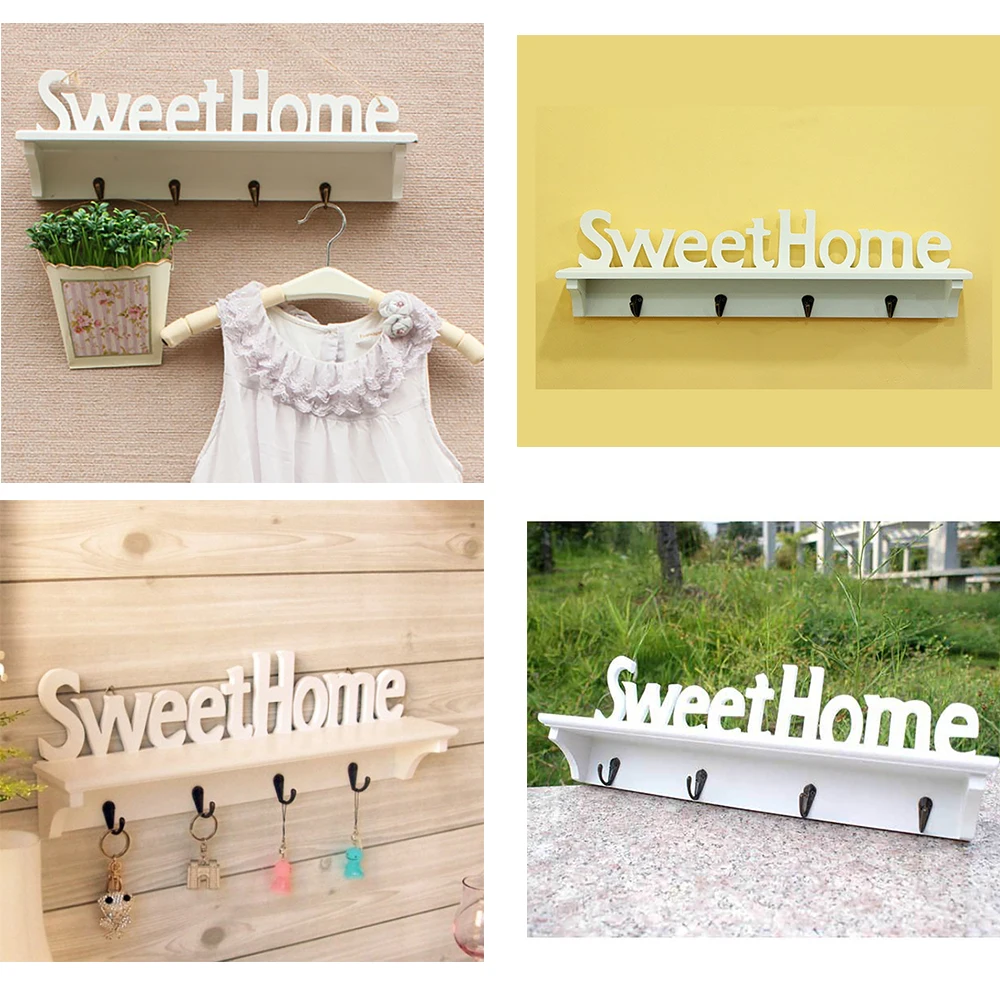 Милые домашние полки держатели для ключей и шляп 4 крючка настенный органайзер