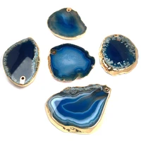 new fashion natural stone charms royal blue agates pendants for jewelry making diy necklace exquisite gift size 30x50 40x50mm