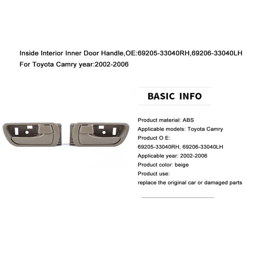 Внутренняя внутренняя ручка двери, OE: 69205-33040RH, 69206-33040LH для Toyota Camry год: 2002-2006
