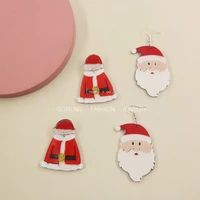 qumeng new trendy christmas santa claus clothes earrings for women santa claus head drop earrings jewelry girls gifts wholesale
