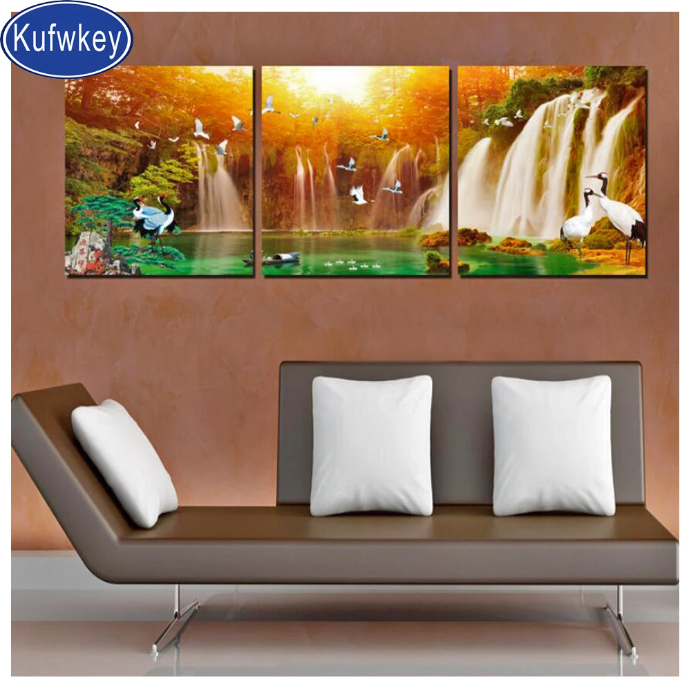 Камни в форме ромба круглый дрель водопад Лебедь алмазов картина 3 шт. Вышивка