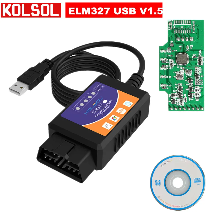 KOLSOL ELM327 USB V1.5 с переключателем модифицированный чип для Ford ELMconfig Forscan CH340 + 25K80 чипом
