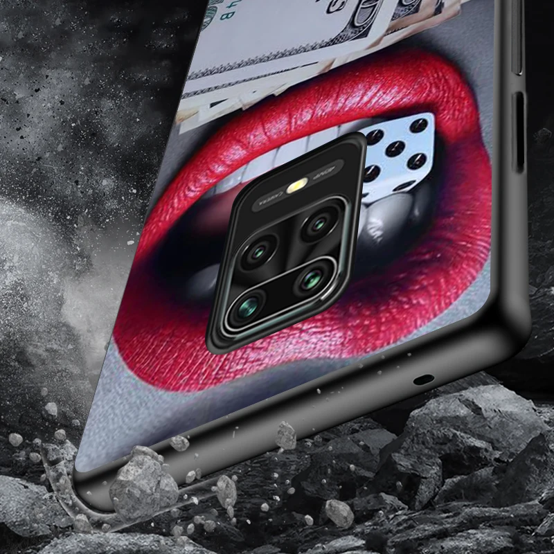 Black Soft Cover Beauty Red Lips for Xiaomi Redmi Note 9 9S 8 8T 7 7S 6 5A 5 4X 4 Pro Max Prime Phone Case