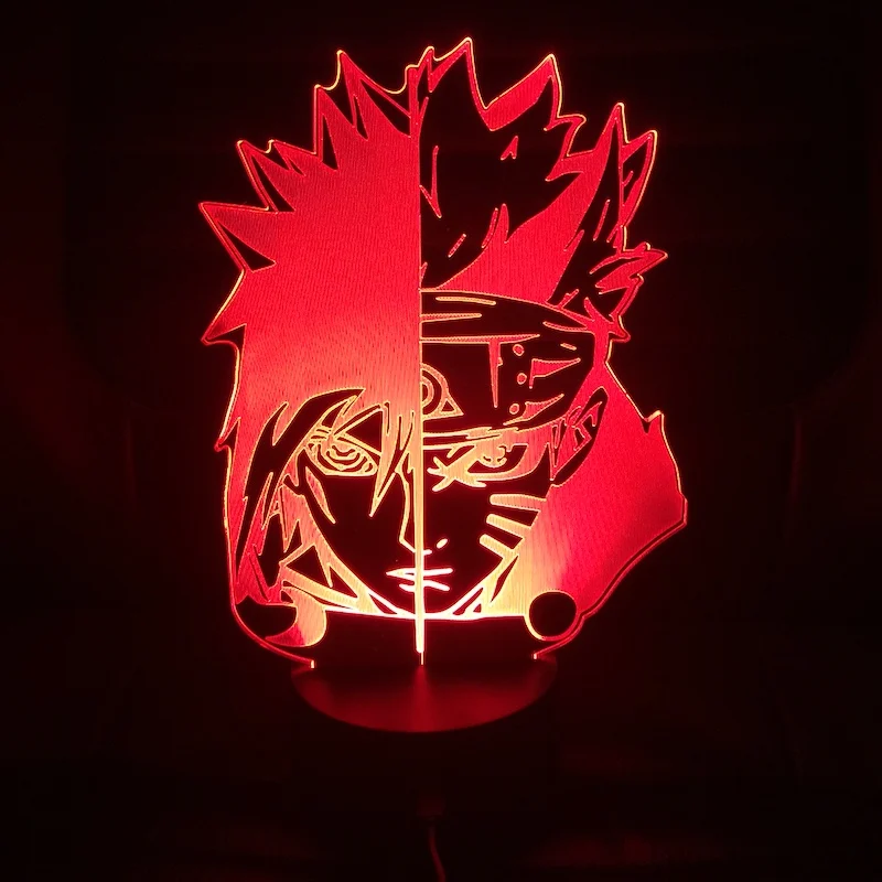 naruto Sasuke Светодиодный ночной Светильник аниме «Наруто» для детей с героями мультфильмов Какаси из аниме «Как у героя мультфильма Саскэ Сакура японское аниме Манга дружбы комиксов Сенсор лампа Ночной светильник 3d лампа - Испускаемый цвет: naruto Sasuke