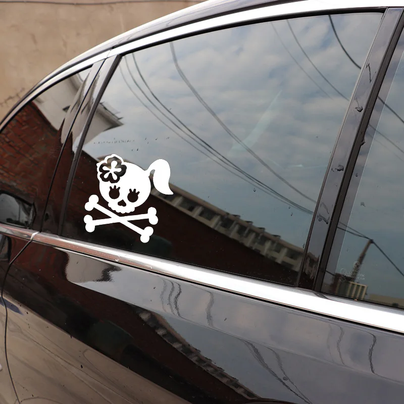 

YJZT 16.8X16.9CM Girl Skull Trunk Funny Cartoon Car Sticker Decoraiton Decals C25-0929