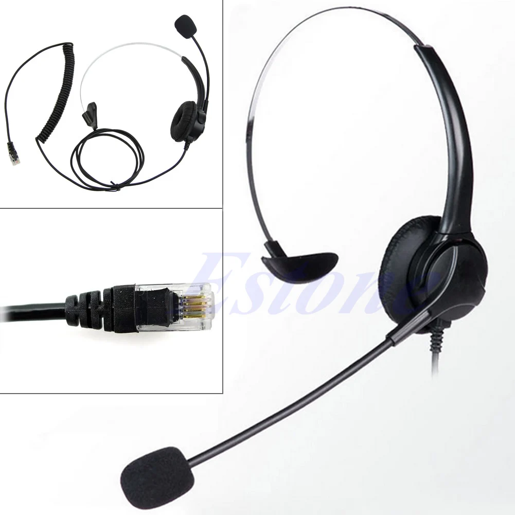 

W3JD 4-Pin RJ11 Monaural Corded Operator Call Center Telephone Headset Headphone BK