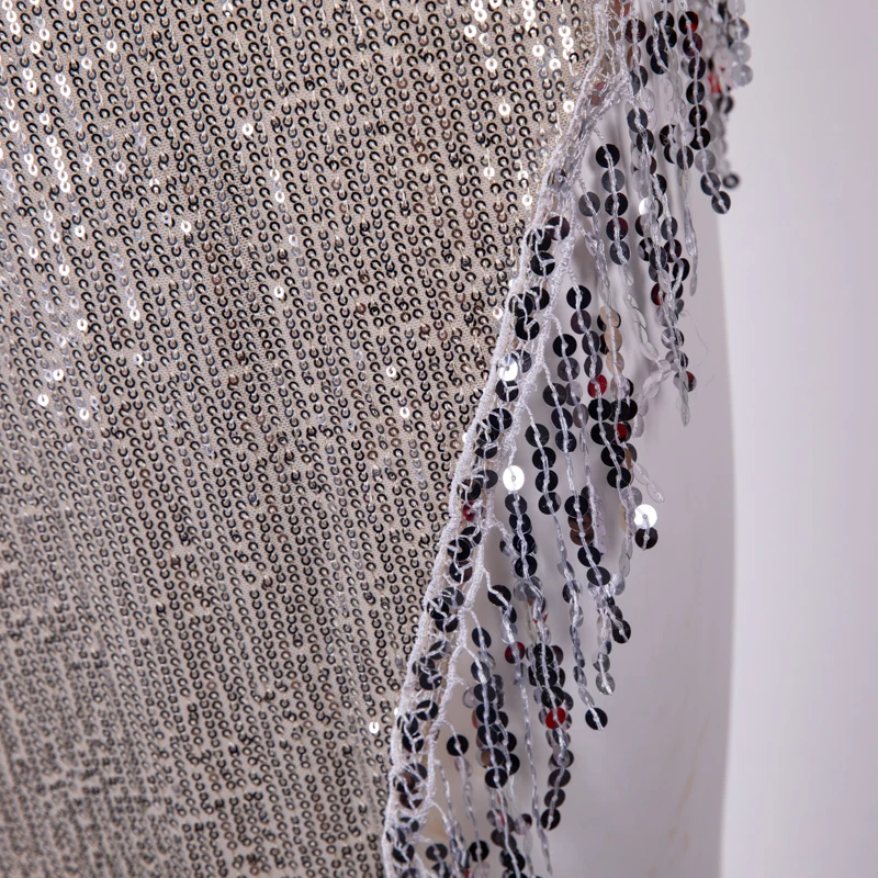 

Sexy Tassel Sequin Dress Women Bodycon Glitter Party Dress Club Wear Elegant V Neck Shine Sparkly Evening Gown