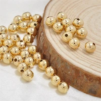 2mm2 5mm3mm4mm loose beads high quality brass metal 14k real gold plated round smooth ball spacer beads for jewellery making